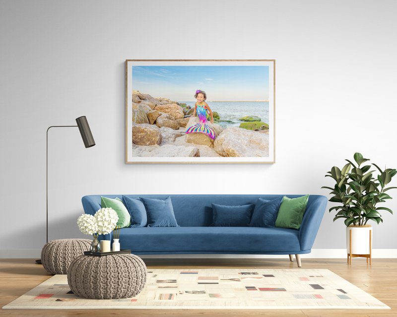 Take the Beach home with Art on the wall photo of a Beach Shutters print on a clients wall