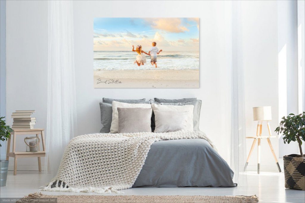 Photo of a nice bedroom with Photographer Orange Beach and Gulf Shores Wall art on the wall